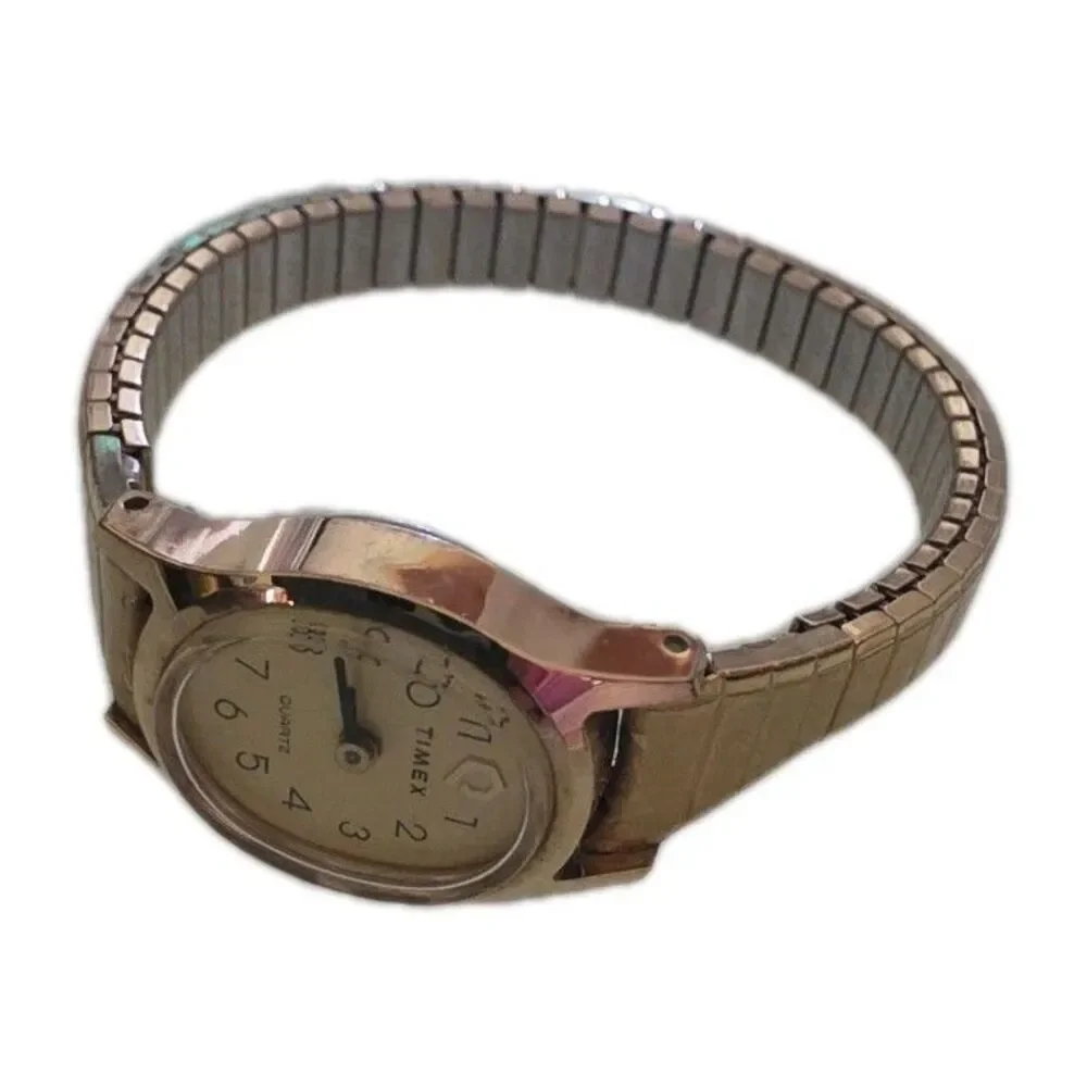 Vintage Timex Quartz Ladies Watch Gold Tone Expansion Band Oval Case - Working